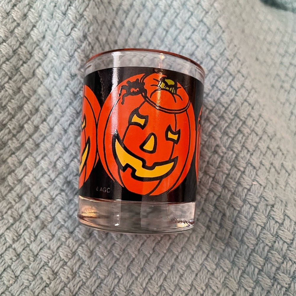 Vintage Halloween Candle Holder Indiana Glass Votive Pumpkin